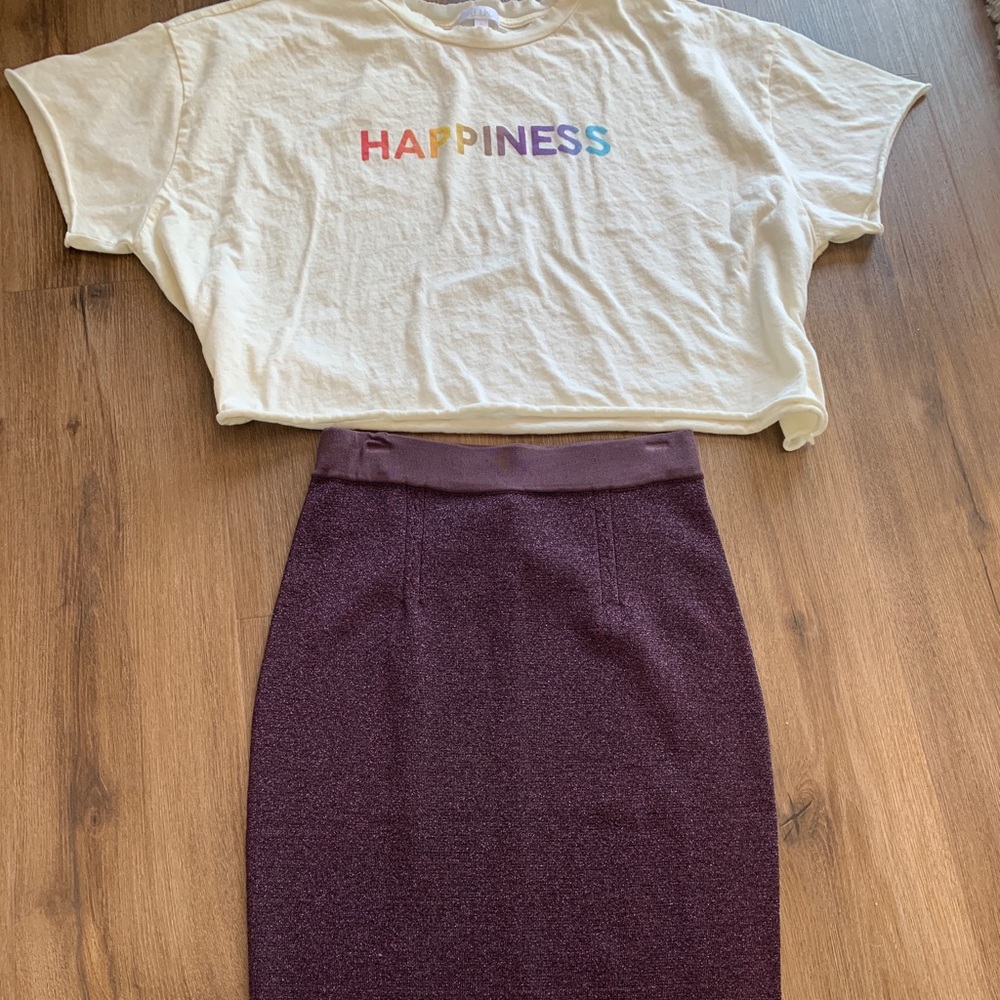 Rag & Bone Metallic pencil skirt.